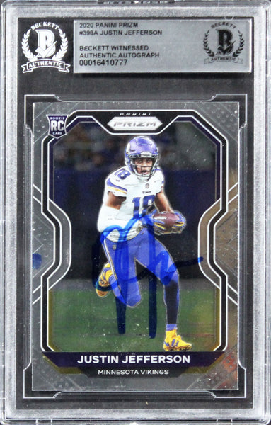 Vikings Justin Jefferson Signed 2020 Panini Prizm #398A Rookie Card BAS Slab 2