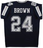 Larry Brown "SB XXX MVP" Signed Navy Blue Pro Style Jersey BAS Witnessed