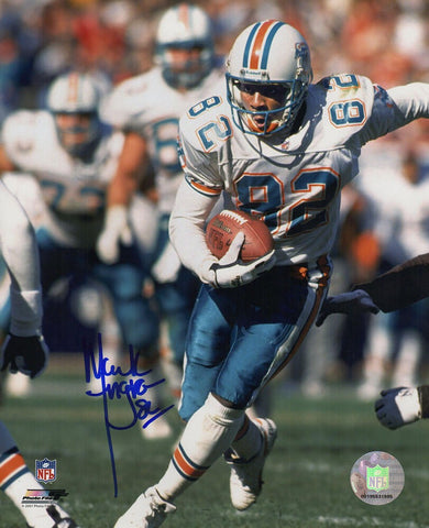 Mark Ingram Signed Miami Dolphins White Jersey Action 8x10 Photo -(SCHWARTZ COA)