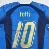 Autographed/Signed Francesco Totti Italy Blue Soccer Futbol Jersey Beckett COA
