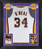 Shaquille O'Neal "HOF " Signed White M&N 03-04 HWC Authentic Framed Jersey BAS W