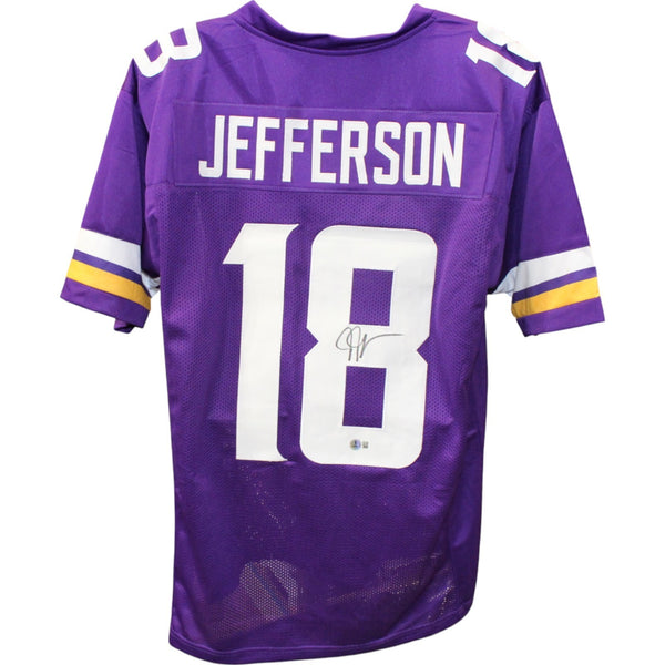 Justin Jefferson Autographed Pro Style XL Purple Jersey Beckett Witness 50140