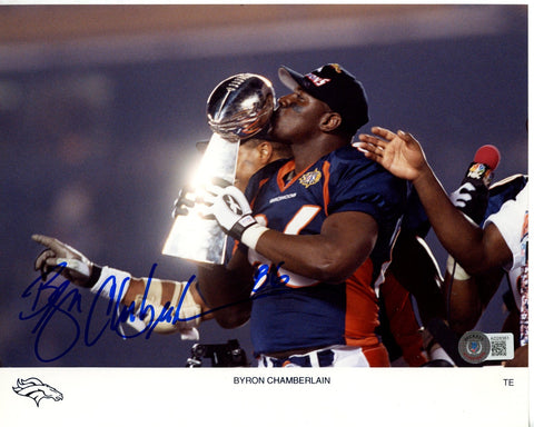 Byron Chamberlain Autographed/Signed Denver Broncos 8x10 Photo Beckett 55827