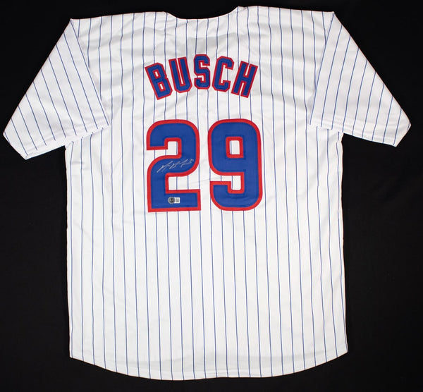 Michael Busch Signed Chicago Cubs Chi Town Pinstriped Jersey (Beckett) 1st Base