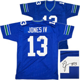 SEATTLE SEAHAWKS ERNEST JONES IV AUTOGRAPHED BLUE JERSEY MCS HOLO STOCK #242558