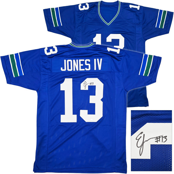 SEATTLE SEAHAWKS ERNEST JONES IV AUTOGRAPHED BLUE JERSEY MCS HOLO STOCK #242558