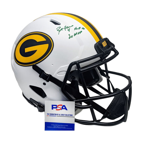Brett Favre Autographed Lunar F/S Authentic Helmet with HOF 16 and 3x MVP - PSA