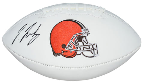 JERRY JEUDY AUTOGRAPHED CLEVELAND BROWNS WHITE LOGO FOOTBALL BECKETT