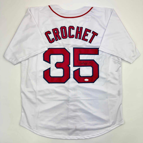 Autographed/Signed Garrett Crochet Boston White Baseball Jersey JSA COA