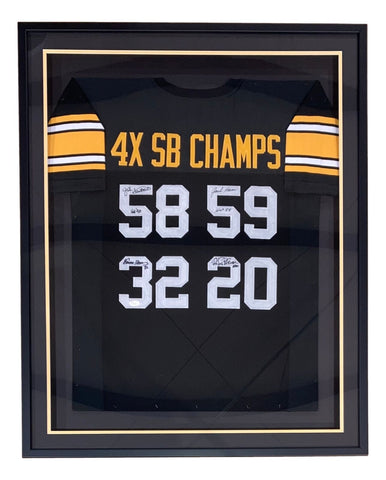 Lambert Ham Harris Bleier Signed Framed Custom Black Football Jersey JSA Holo