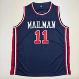 Autographed/Signed Karl Malone United States USA Blue Dream Team Jersey JSA COA