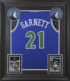 Kevin Garnett Authentic Signed Blue Throwback Pro Style Framed Jersey BAS Wit