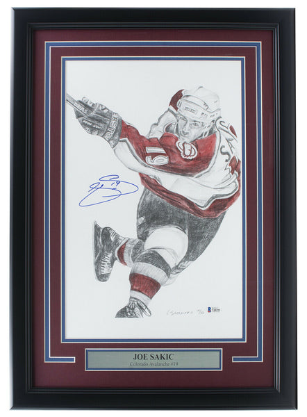 Joe Sakic Signed Framed Colorado Avalanche 11x17 Lithograph BAS