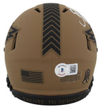 Eagles Brian Dawkins Signed Salute To Service II Speed Mini Helmet BAS Witnessed