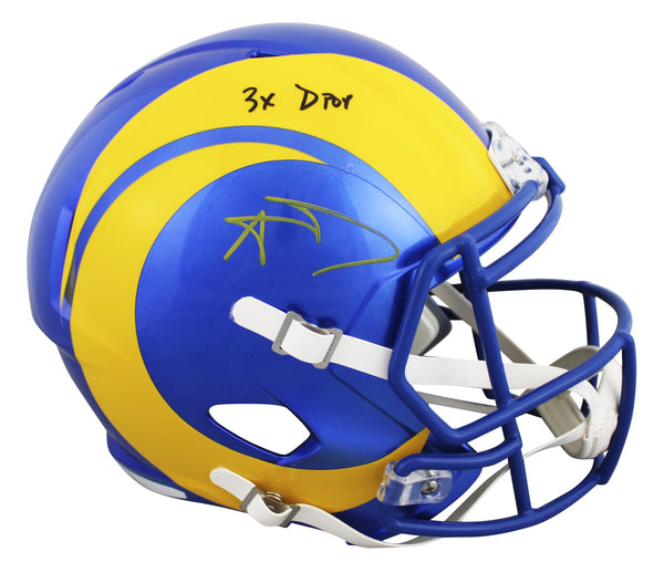 Rams Aaron Donald "3x DPOY" Signed Full Size Speed Rep Helmet JSA Wit #WIT413134