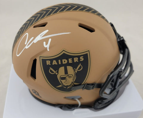 AIDAN O'CONNELL SIGNED RAIDERS SALUTE TO SERVICE SPEED MINI HELMET BECKETT QR