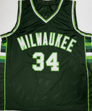 TERRY CUMMINGS Signed Custom Replica Green / White Bucks Jersey AUTO - BAS