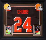 Nick Chubb Signed Brown Color Rush Pro Style Framed Jersey BAS Witnessed 2