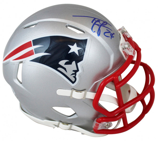 Ty Law Signed New England Patriots Mini Helmet (Beckett) 3xSuper Bowl Champ / DB