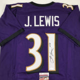 Autographed/Signed JAMAL LEWIS Baltimore Purple Jersey JSA COA Auto