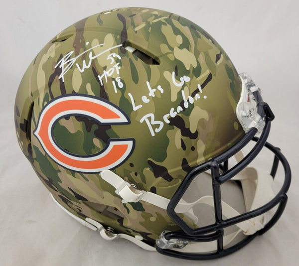 chrome bear football helmet 100 BRIAN URLACHER SIGNED BEARS FS CAMO SPEED AUTHENTIC HELMET "LETS GO BR – Super Sports Center
