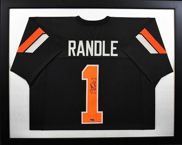 JOSEPH RANDLE SIGNED OKLAHOMA STATE COWBOYS #1 BLACK FRAMED JERSEY COA