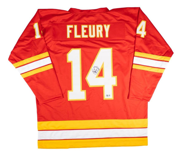 Theo Fleury Calgary Signed Red Hockey Jersey BAS
