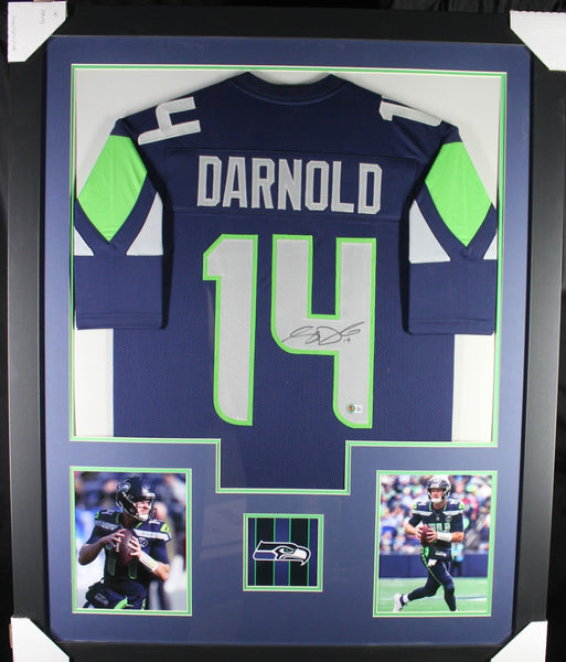 SAM DARNOLD (Seahawks blue TOWER) Signed Autographed Framed Jersey Beckett