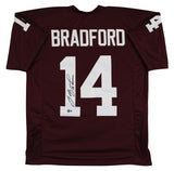 Oklahoma Sam Bradford "2008 Heisman" Signed Maroon Pro Style Jersey BAS Witness