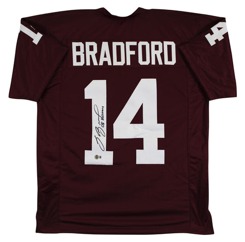 Oklahoma Sam Bradford "2008 Heisman" Signed Maroon Pro Style Jersey BAS Witness