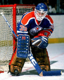 Andy Moog Signed Edmonton Oilers Blue Jersey (JSA COA) 4xStanley Cup Champion