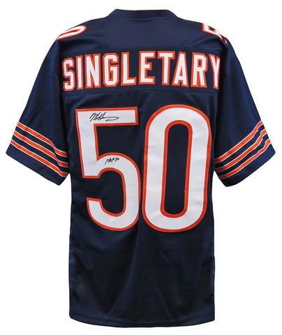 Mike Singletary (BEARS) Signed Navy Custom Football Jersey w/HOF'98 (JSA COA)
