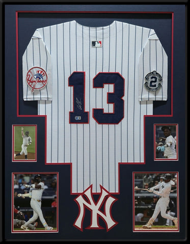 FRAMED N.Y. YANKEES JAZZ CHISHOLM JR AUTOGRAPHED SIGNED INSC JERSEY BECKETT HOLO