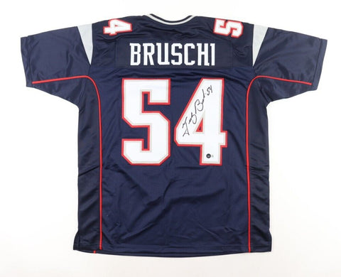 Tedy Bruschi Signed New England Patriots Jersey (Beckett) 3xSuper Bowl Champ L.B