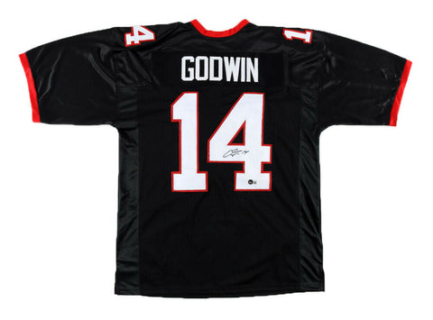 CHRIS GODWIN SIGNED TAMPA BAY BUCS BUCCANEERS #14 BLACK JERSEY BECKETT