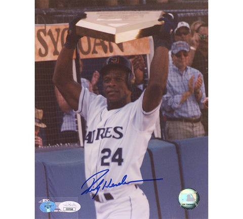 Rickey Henderson Signed San Diego Padres Unfamed 8x10 Holding Plate MLB Photo