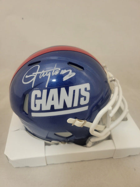 LAWRENCE TAYLOR SIGNED NEW YORK GIANTS COLOR RUSH SPEED MINI HELMET JSA QR