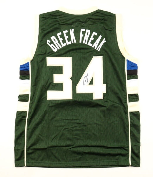 Giannis Antetokounmpo Milwaukee Bucks Signed Jersey /6xNBA All Star Forward/ JSA