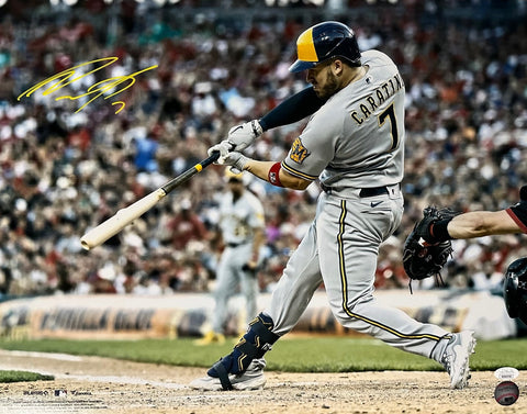 Milw Brewers Catcher VICTOR CARATINI Signed 16x20 Photo #1 AUTO - JSA