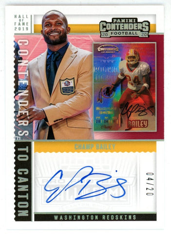 Champ Bailey Autographed Denver Broncos 20 Contenders Canton Trading Card 56170