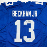 Autographed/Signed Odell Beckham Jr. New York Blue Jersey Beckett BAS COA