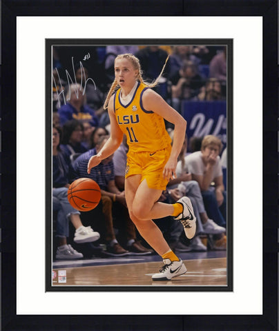 Framed Hailey Van Lith LSU Tigers Signed 16" x 20" Gold Jersey Dribbling Photo
