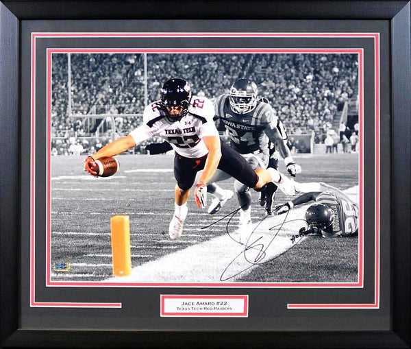 JACE AMARO SIGNED TEXAS TECH RED RAIDERS SPOTLIGHT 16x20 FRAMED PHOTO COA