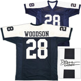 COWBOYS DARREN WOODSON AUTOGRAPHED BLUE & WHITE THROWBACK JERSEY BECKETT 230011