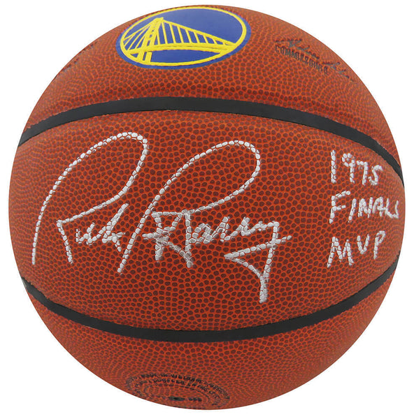 Rick Barry Signed Wilson Warriors Logo NBA Basketball w/1975 Finals MVP (SS COA)
