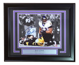Ray Lewis Signed Framed 8x10 Baltimore Ravens Roethlisberger Hit Photo BAS ITP