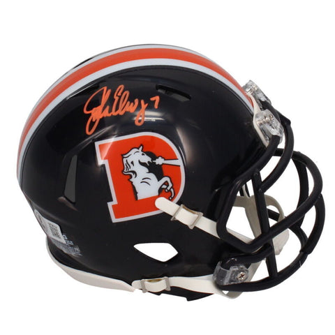 John Elway Autographed Color Rush Broncos Mini Speed Helmet Beckett