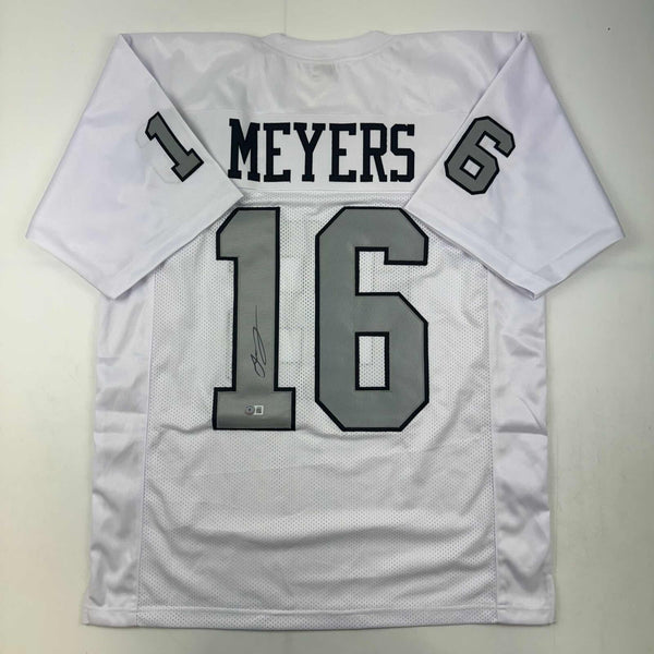 Autographed/Signed Jakobi Meyers Las Vegas Oakland White Color Rush Football Jer