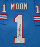 Oilers Hall of Famer WARREN MOON Signed Custom Replica Blue Jersey AUTO - BAS