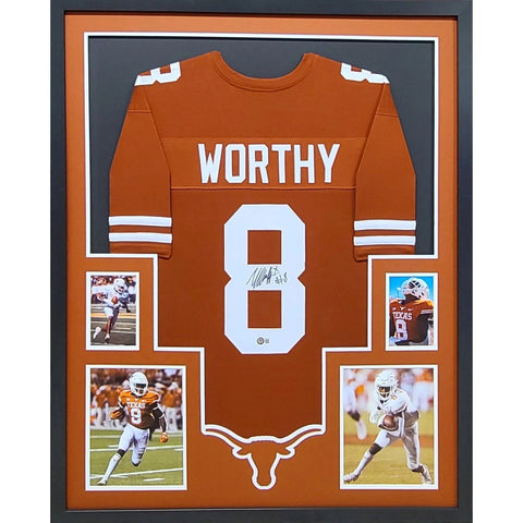 Xavier Worthy Autographed Signed Framed Texas Jersey BECKETT
